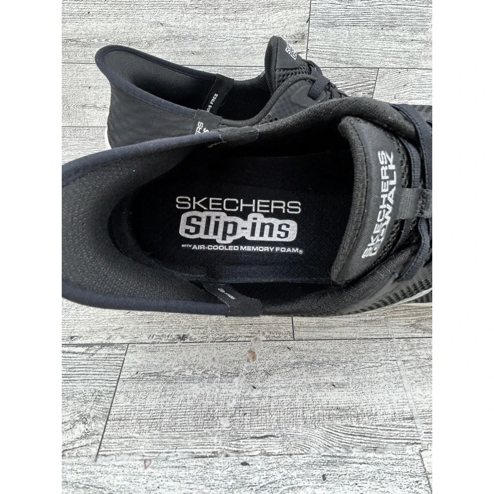 Skechers GoWalk Slip-ins Women Sz 11 Black White Walking Shoes Hands Free 124836